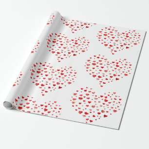 Cute Modern Red Waterverf Hearts Cadeaupapier