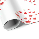 Cute Modern Red Waterverf Hearts Cadeaupapier (Rol Hoek)