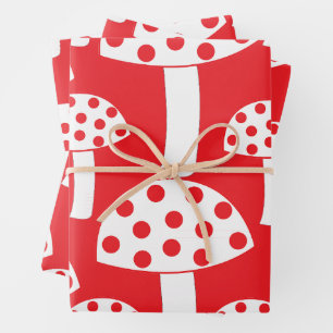 Cute Modern Red White Mushroom Patroon Inpakpapier Vel
