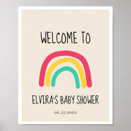 Cute modern regenboogBaby shower welkom Poster