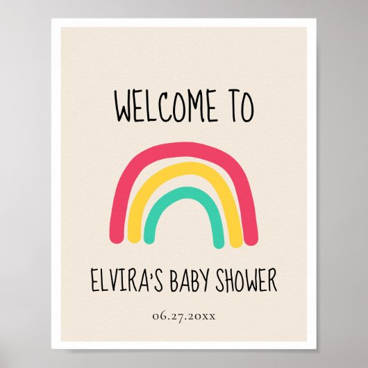 Cute modern regenboogBaby shower welkom Poster (Voorkant)