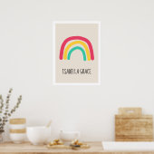 Cute modern regenbooggen baby name poster (Keuken)