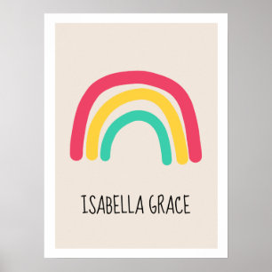 Cute modern regenbooggen baby name poster