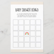 Cute modern regenbow Baby shower Bingo