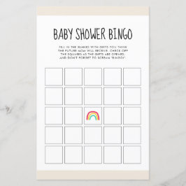 Cute modern regenbow Baby shower Bingo