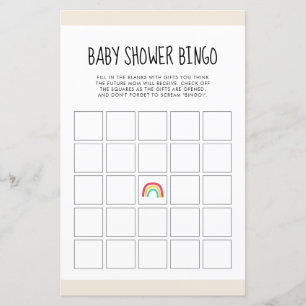 Cute modern regenbow Baby shower Bingo