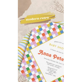 Cute Modern Retro Colorful Checks Gender Neutral Ronde Sticker