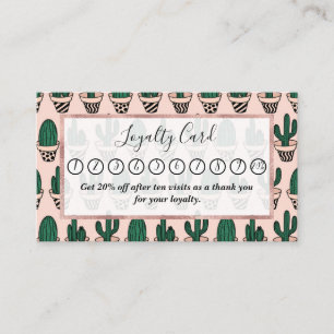 Cute Modern Roze Green Potted Cactus Pattern Klantenkaartje