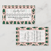 Cute Modern Roze Green Potted Cactus Pattern Klantenkaartje (Voorkant / Achterkant)
