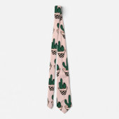 Cute Modern Roze Green Potted Cactus Pattern Stropdas (Achterkant)