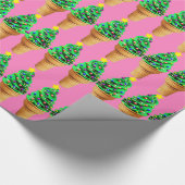 Cute Modern Roze Kerstboom Ice Cream Cadeaupapier (Hoek)