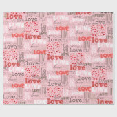 Cute Modern Roze Liefde Hart Patroon Cadeaupapier (Vlak)