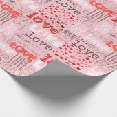 Cute Modern Roze Liefde Hart Patroon Cadeaupapier (Hoek)
