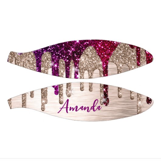 Cute modern Roze rood Glitter Drives monogram Basketbal (Panelen)