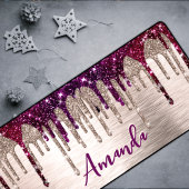 Cute modern Roze rood Glitter Drives monogram Bureaumat