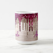 Cute modern Roze rood Glitter Drives monogram Koffiemok (Center)