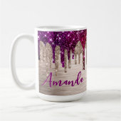 Cute modern Roze rood Glitter Drives monogram Koffiemok (Links)