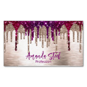 Cute modern Roze rood Glitter Drives monogram Magnetisch Visitekaartje (Voorkant)
