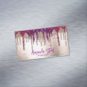 Cute modern Roze rood Glitter Drives monogram Magnetisch Visitekaartje (Voorbeeld)