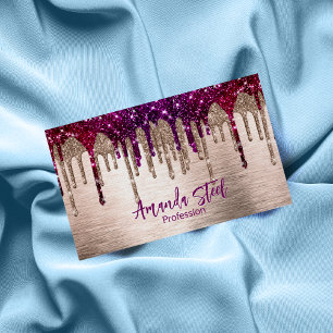 Cute modern Roze rood Glitter Drives monogram Magnetisch Visitekaartje