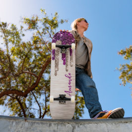 Cute modern Roze rood Glitter Drives monogram Persoonlijk Skateboard