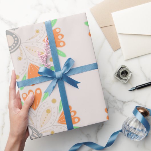 Cute modern  roze vogel florale waterverf cadeaupapier (Geschenken)