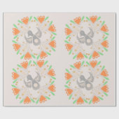 Cute modern  roze vogel florale waterverf cadeaupapier (Vlak)