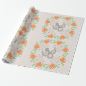 Cute modern  roze vogel florale waterverf cadeaupapier (Uitgerold)
