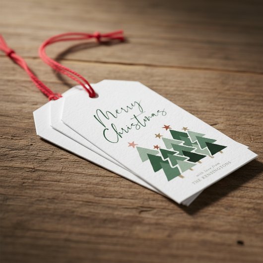 Cute Modern Rustic kerstbomen Cadeaulabel