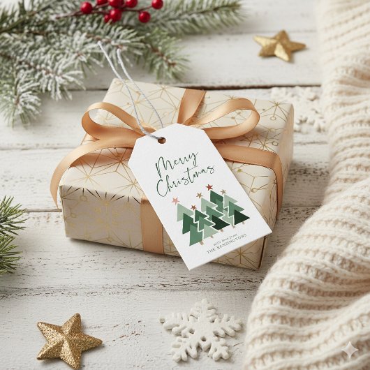 Cute Modern Rustic kerstbomen Cadeaulabel