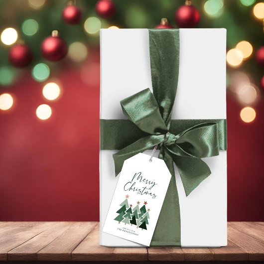 Cute Modern Rustic kerstbomen Cadeaulabel