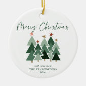 Cute Modern Rustic Kerstbomen Holiday Foto C Keramisch Ornament (Voorkant)