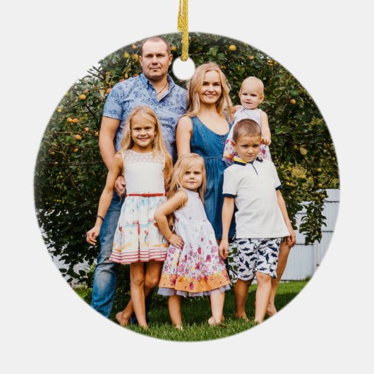 Cute Modern Rustic Kerstbomen Holiday Foto C Keramisch Ornament (Achterkant)