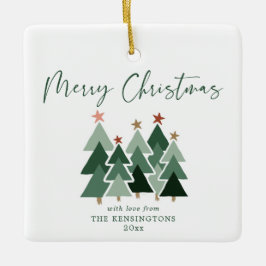 Cute Modern Rustic Kerstbomen Holiday Foto  Keramisch Ornament