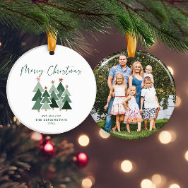 Cute Modern Rustic Kerstbomen Holiday Foto Ornament