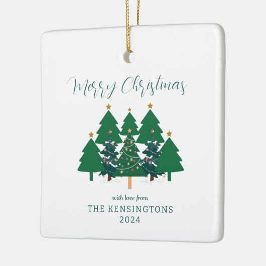 Cute Modern Rustic kerstbomen Keramisch Ornament (Links)