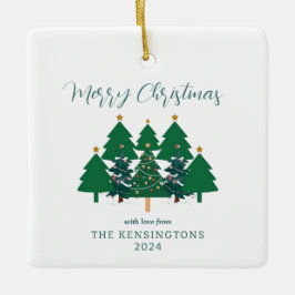 Cute Modern Rustic kerstbomen Keramisch Ornament