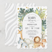 Cute modern safari Animal waterverf baby shower Kaart (Voorkant / Achterkant)