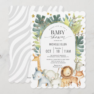 Cute modern safari Animal waterverf baby shower Kaart