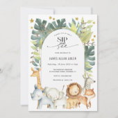 Cute modern safari sip en zie baby shower kaart (Voorkant)