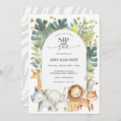 Cute modern safari sip en zie baby shower kaart (Voorkant / Achterkant)