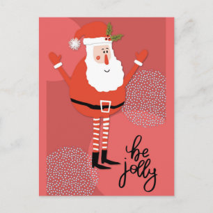 Cute Modern Santa Be Jolly Briefkaart