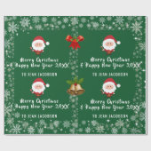 Cute Modern Santa Claus Snowflakes Aangepast Cadeaupapier (Vlak)