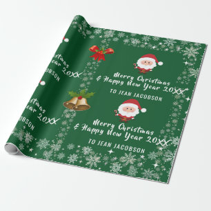 Cute Modern Santa Claus Snowflakes Aangepast Cadeaupapier