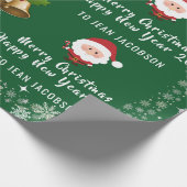 Cute Modern Santa Claus Snowflakes Aangepast Cadeaupapier (Hoek)