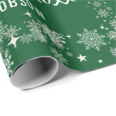 Cute Modern Santa Claus Snowflakes Aangepast Cadeaupapier (Rol Hoek)