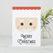 Cute Modern Santa Face Merry kerst Feestdagenkaart (Staand voorkant)