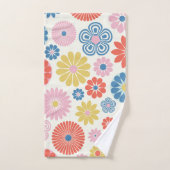 Cute Modern Scandi Boho Folk Flower Pattern Bad Handdoek (Handdoek)