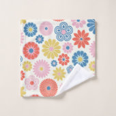 Cute Modern Scandi Boho Folk Flower Pattern Bad Handdoek (Wasdoekje)