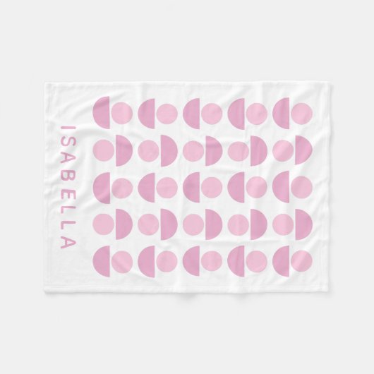 Cute Modern Scandinavian Art Pattern in Pink, Name Fleece Deken (Voorkant (Horizontaal))